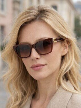 Furla Sunglasses SFU465 De Rigo Rem Cat Eye Brown Designer NEW